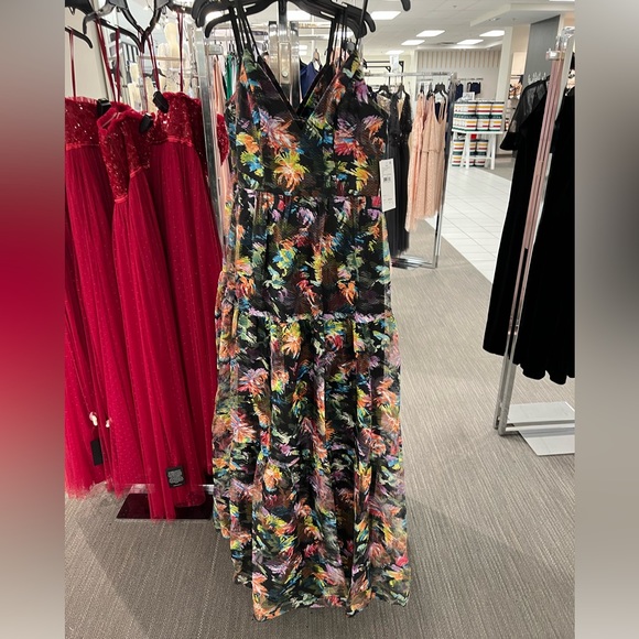 Bright Floral Print Aidan Mattox Gown. - Picture 3 of 3
